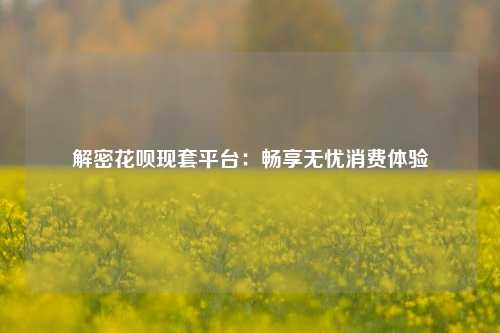 解密花呗现套平台：畅享无忧消费体验