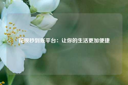 花呗秒到账平台：让你的生活更加便捷